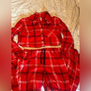 Red Plaid Pajama Set (LONG SLEEVE & PANTS BOTH SIZE MEDIUM)